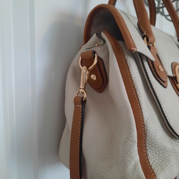 Michael Kors Margo White Pebble Leather Logo Top Handle Satchel Bag - Picture 2 of 9